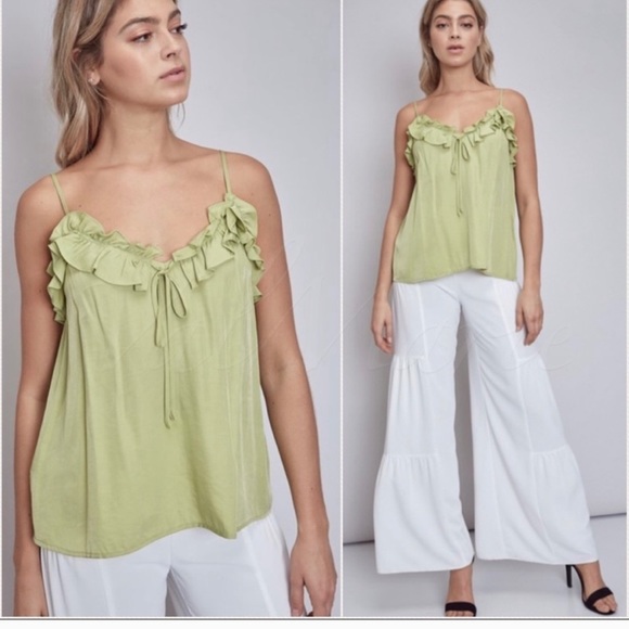 New! Sale 🔥Lime ruffled sweetheart neckline tank top - Picture 5 of 6